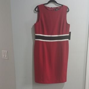 Black Label By Evan-picone Red Sheath Midi Dress Crew Neck Sleeveless Sz 14 New